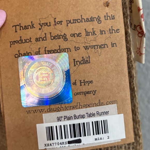 Burlap University of Kansas Jayhawk Runner 90 in by 16.5 in - Picture 4 of 5